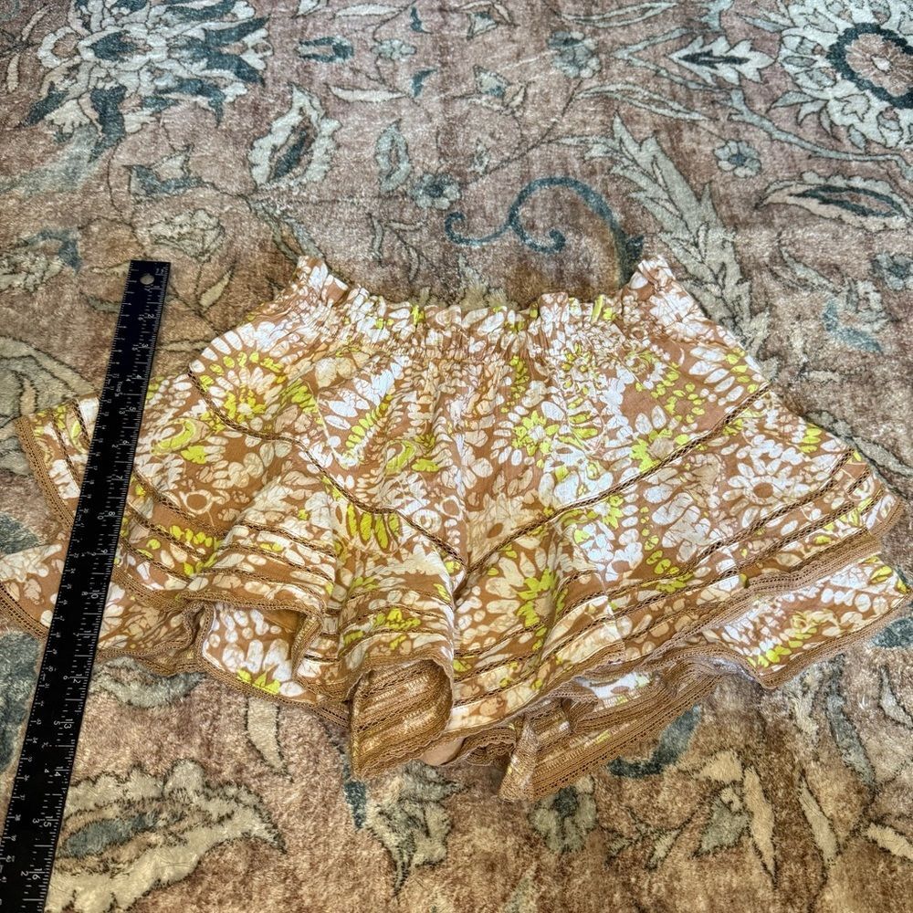 Floral Ruffle Skirt in Brown and Yellow